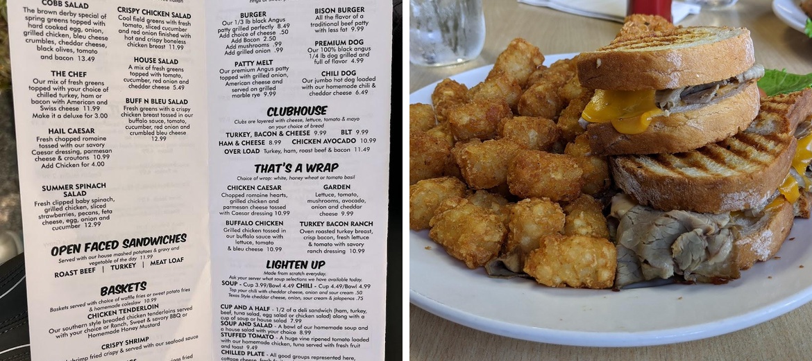 Tate's Place Menu